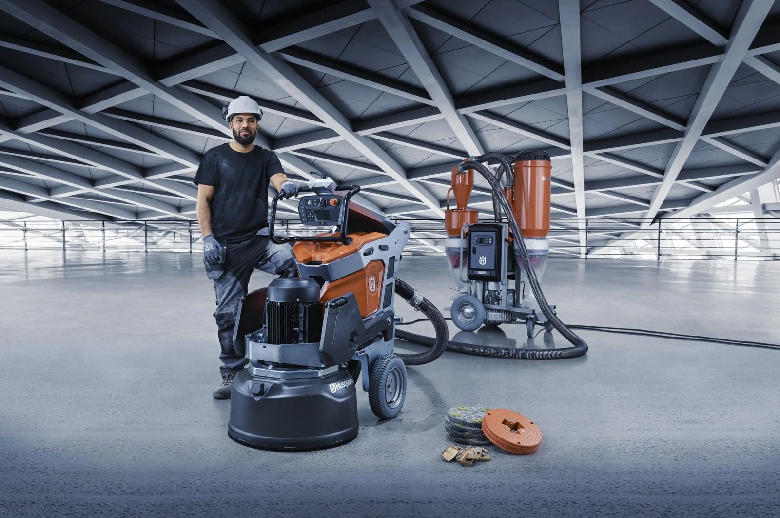 Professional concrete floor grinder for surface preparation