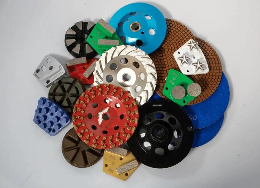 Assortment of diamond grinding tooling, cup wheels and polishing pads for sale