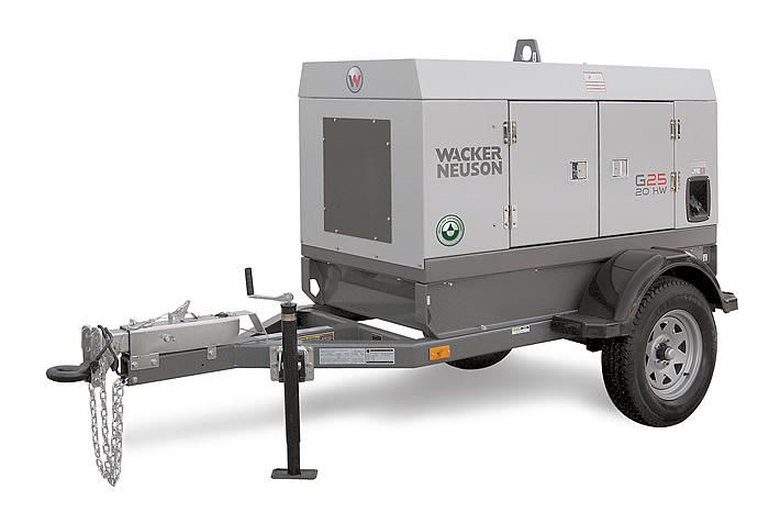 Towable 20 kW job-site generator for powering floor grinders